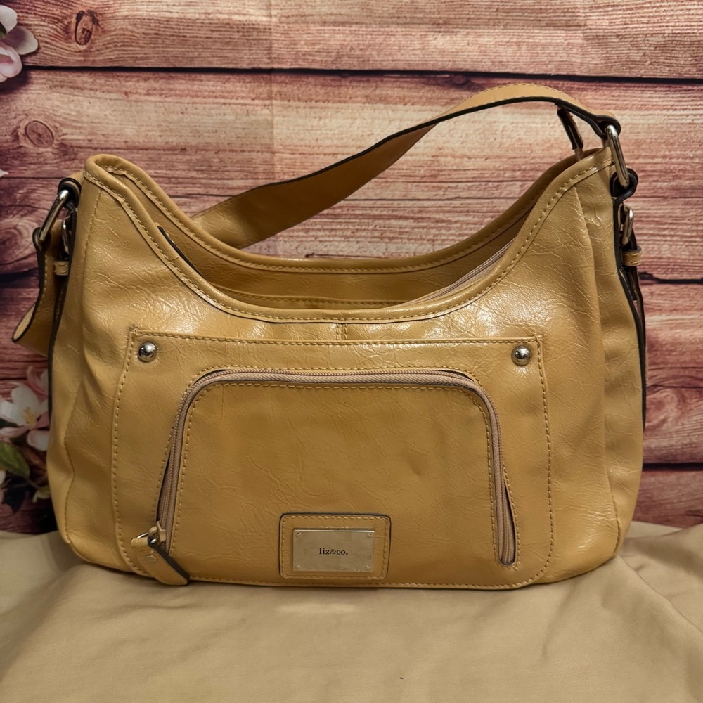 Liz & Co Camel Shoulder Bag and Matching Pouch Multi-Pocket Hobo Purse